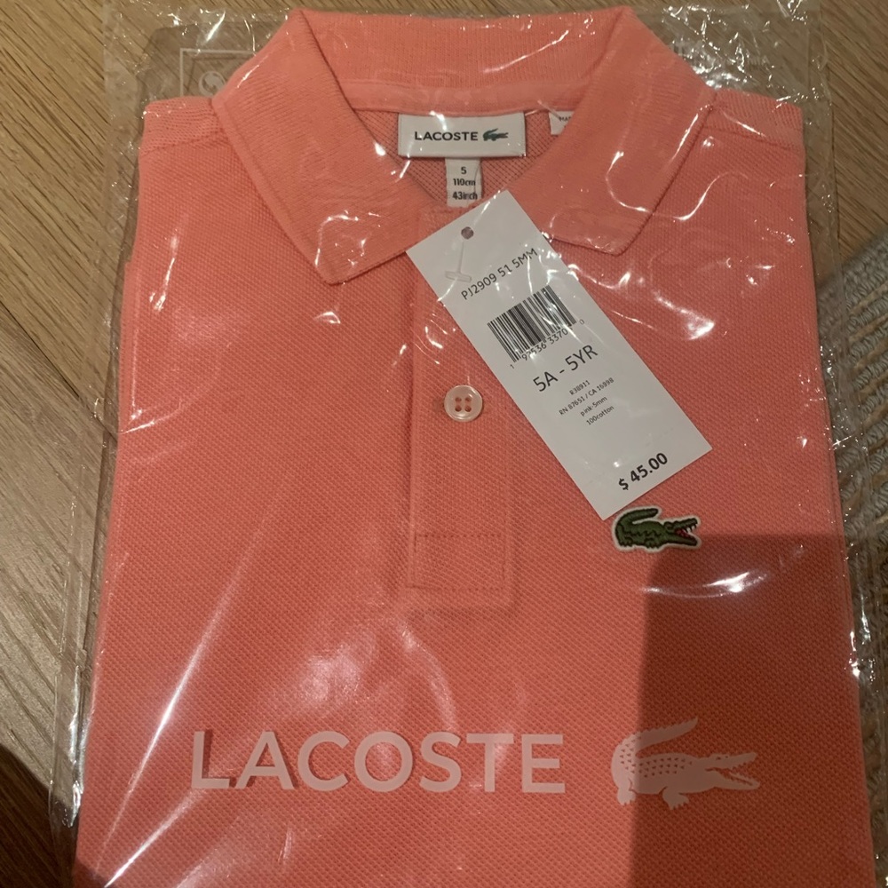 Lacoste polo kids size 5